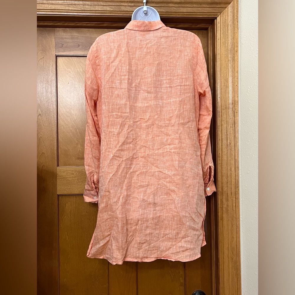 J Jill Love Linen Essential Button Down Tunic Orange Medium — READ - Picture 8 of 10
